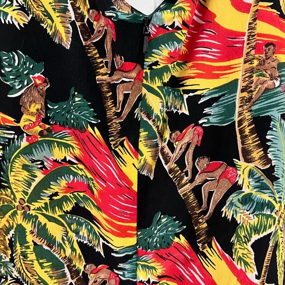 Tiki Girl 100% Silk Tropical Sleeveless Dress Coverup Size Lg Hawaiian - Picture 8 of 11